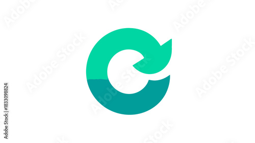 Two-tone teal circular arrow icon symbolizing refresh, recycle, update, reload, process, loop, cycle, continuous, and loading