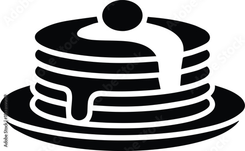 Minimalist black stack of pancakes breakfast silhouette vector icon