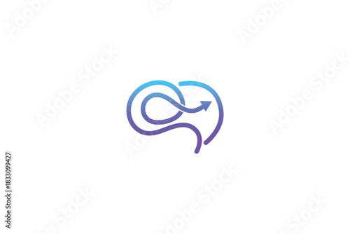 Abstract brain shape with arrow creative thinking and problem solving concept