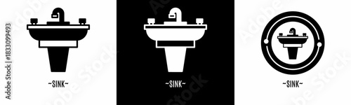 Sink logo set. Collection of black and white logos. Stock vector.