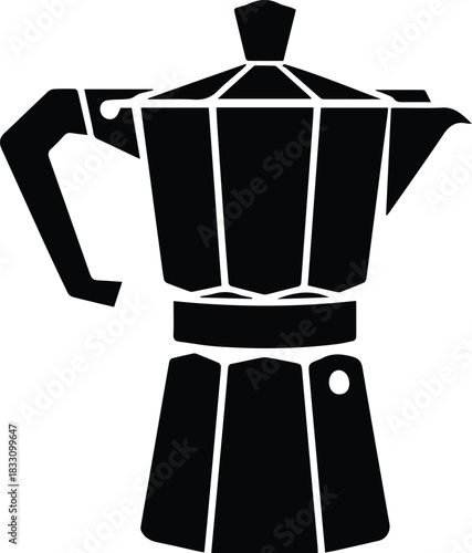 Minimalist black moka coffee pot percolator silhouette vector icon