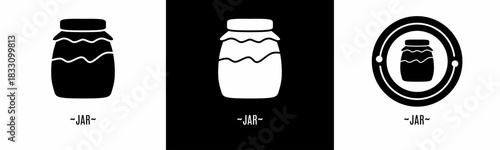 Jar logo set. Collection of black and white logos. Stock vector.