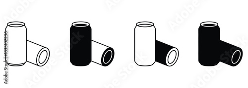 Sleek monochrome soda cans showcase refreshing drink packaging designs, perfect for minimalist branding and beverage industry promos, offering a modern aesthetic for marketing, advertising and creativ