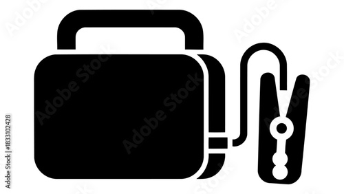 Car jump starter icon providing emergency engine power for vehicles in need of a boost