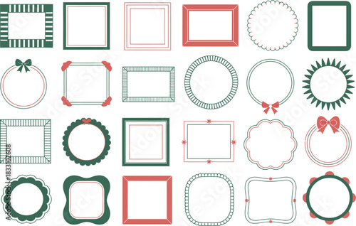 festive frame collection filled with decorative seasonal lines and shapes that bring cheerful Christmas energy to greeting cards, announcements, and winter holiday projects.
