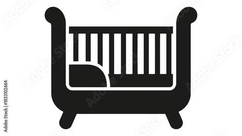 Modern smart crib icon representing automated baby comfort and sleep technology for infants