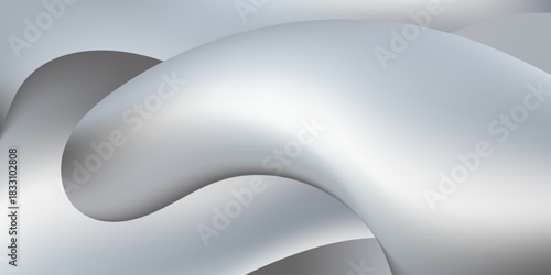 Elegant Abstract Silver Wavy Flow Background Smooth Liquid Chrome Texture. Modern Trendy design in Vector Illustration