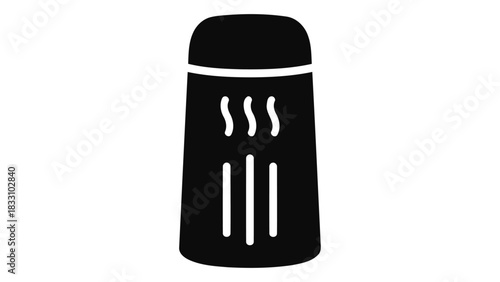 Simple black icon of a portable air purifier or mobile air cleaning device with ventilation slits and wavy lines indicat