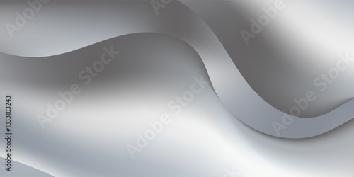 Elegant Abstract Silver Wavy Flow Background Smooth Liquid Chrome Texture. Suit for banner, web, brochure, pamflet and presentation