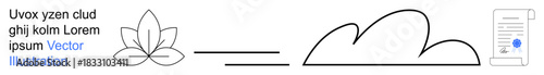 Nature preservation, cloud storage, eco-friendly solutions, digital signatures, sustainable technology, environment-focused innovation. A leaf, cloud and document with a seal. Nature connection