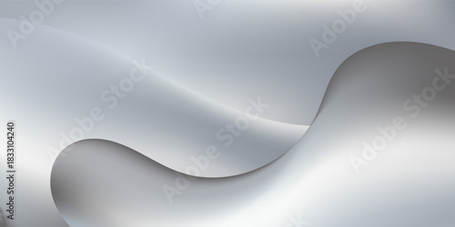 Elegant Abstract Silver Wavy Flow Background Smooth Liquid Chrome Texture