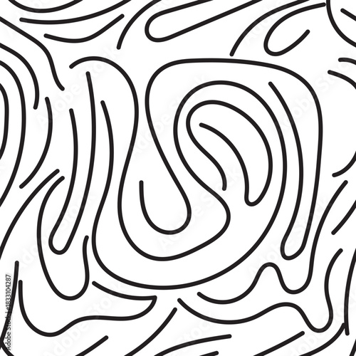 Abstract Monochrome Wavy Line Seamless Pattern