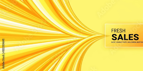 Abstract orange and yellow vector illustration background with bright summer sun wave lines