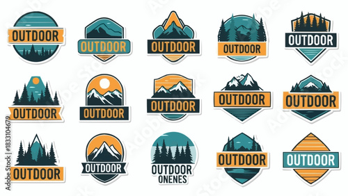 Collection of Outdoor Adventure Logos and Emblems for Nature Enthusiasts.