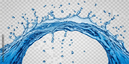 Blue abstract background of clean water drops on transparent glass creating a fresh liquid splash with a clear ripple and motion flow