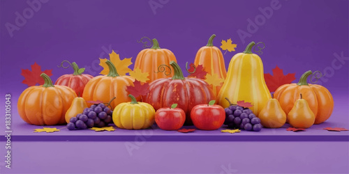 A seasonal collection of fresh orange pumpkins, gourds, and squash for Halloween, autumn, and Thanksgiving harvest