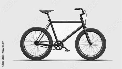 Black silhouette vector illustration of a vintage sport cycle isolated on white background with wheel, pedal, and gear details