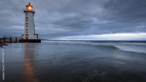 Coastal Beacon Guiding Ships Through Stormy Seas