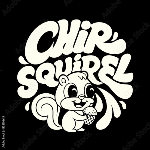 Cute cartoon squirrel holding acorn with text animal 1