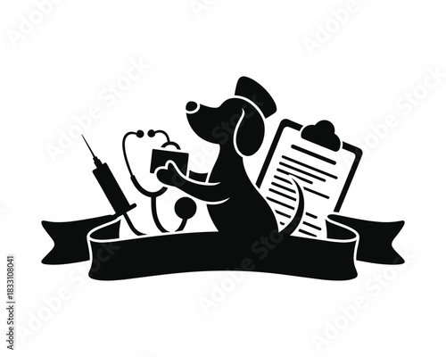 Veterinary medicine dog health professional silhouette