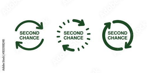 Circular arrows indicate the concept of a second chance with clear text inside each graphic.