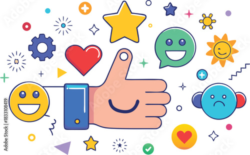 Cute thumbs up hand illustration vector graphic scalable icon eps file for general use