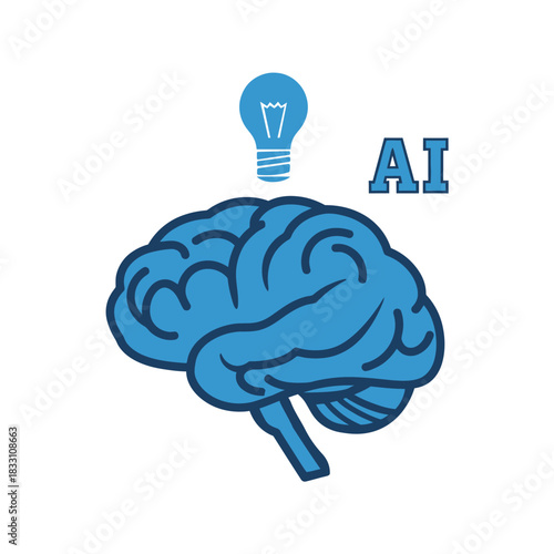 AI Innovation Brain Vector Icon on White Background