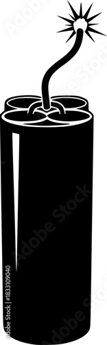 Dynamite Explosive Stick Silhouette Vector Icon