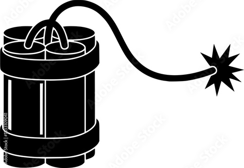 Dynamite Explosive Stick Silhouette Vector Icon