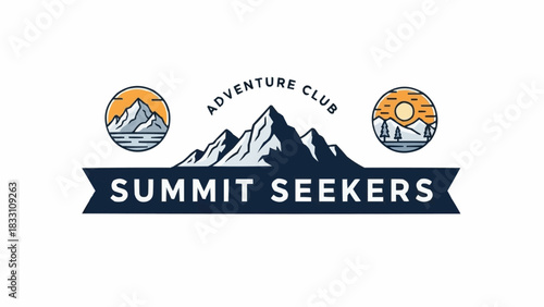 Summit Seekers Adventure Club Mountain Logo Design.