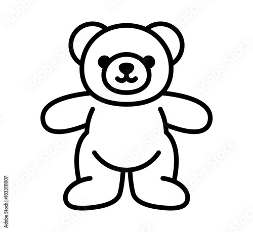 Teddy bear icon. Simple vector standing plushie bear toy illustration.