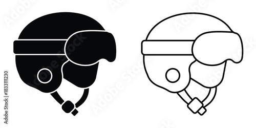 Helmet vector icon. Outline helmet icon for sports logo, app. Silhouette of helmet vector symbol. Vector illustration.