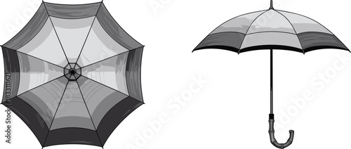 Collection of colorful winter knitted hats, warm beanies, and caps, featuring a cute black cat face hiding among accessories, flat vector illustration set.