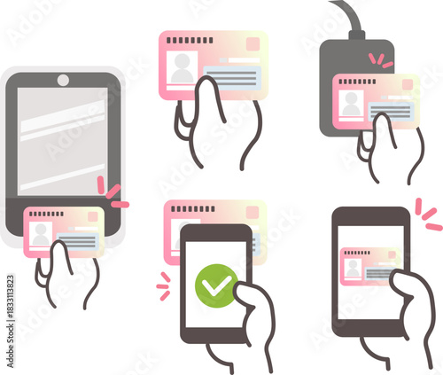 マイナンバーカードを提示する・読み取るシーンのイラスト