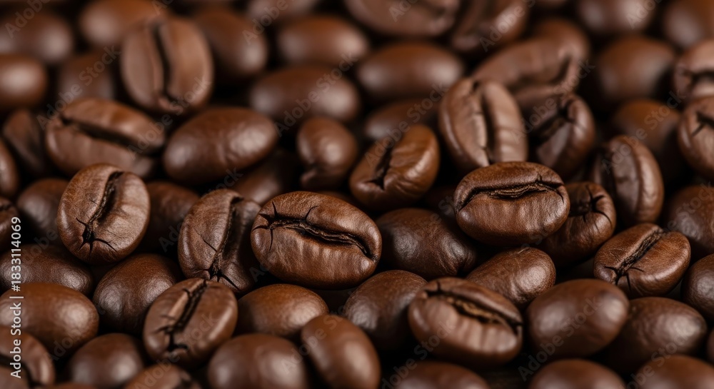 Naklejka premium Aromatic roasted coffee beans for your morning brew or cafe promotion, rich and delicious taste