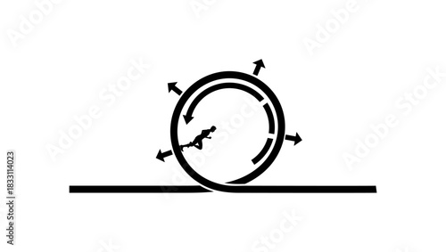 Centrifugal force symbol, black isolated silhouette