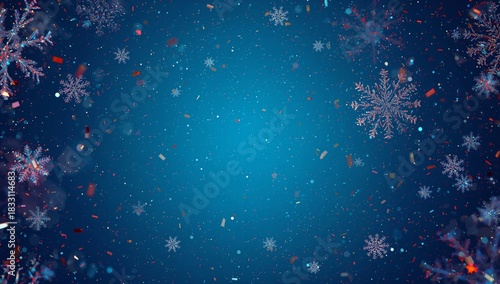 Winter Celebration Scene With Snowflakes and Confetti in a Festive Atmosphere