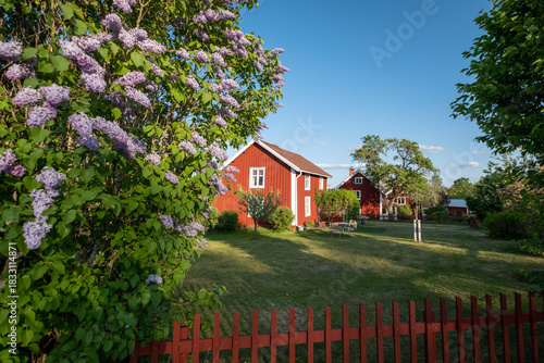 Red wooden house in Småland in Sweden