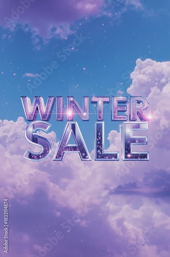 Winter Sale Offers Great Discounts on Various Products in a Vibrant Cloud-Filled Sky