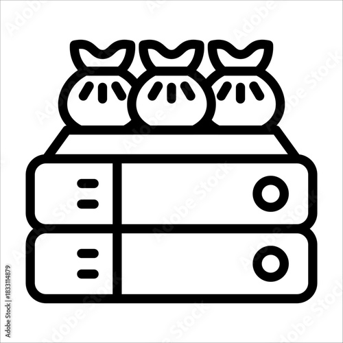 A simple single chinese dumpling icon for design element or coloring book element