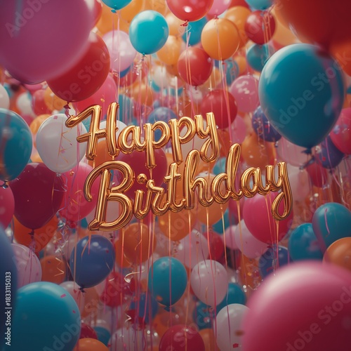 Colorful Birthday Celebration With Balloons and Festive Decoration