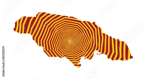 Jamaica map with optical illusion pattern a graphic representation of the island nation