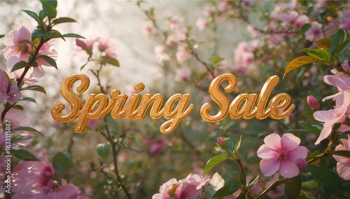 Spring Sale Announcement With Blooming Flowers in a Sunny Setting