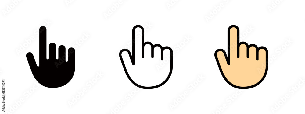 Obraz premium Simple cursor icon, hand icon indicating click or touch selection