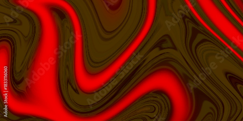 Marbleized bright effect with fluid painting, background for kitchen. Red colorful marble pattern of the blend of curves. Abstract background with psychedelic painting art in vivid colors. 