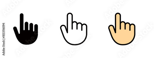 Simple cursor icon, hand icon indicating click or touch selection