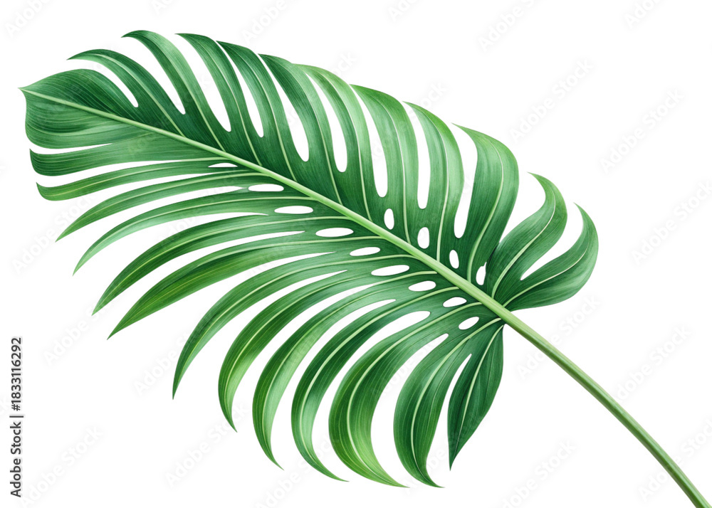 Obraz premium tropical nature green palm leaf isolated on transparent pattern background png file 2