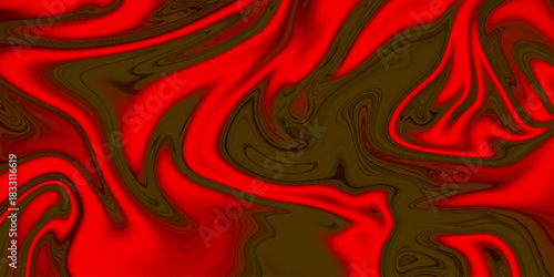 Marbleized bright effect with fluid painting, background for kitchen. Red colorful marble pattern of the blend of curves. Abstract background with psychedelic painting art in vivid colors. 