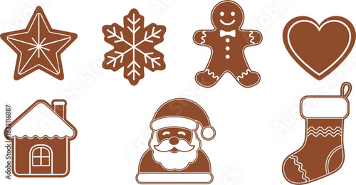 Minimal Christmas Gingerbread Cookie Silhouette Set.
