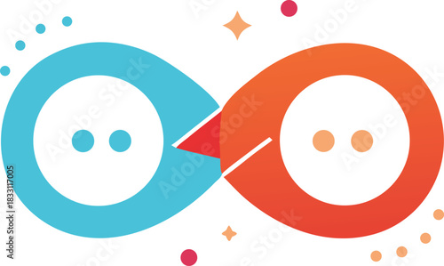 Playful vector chat bubbles infinity symbol communication connection illustration